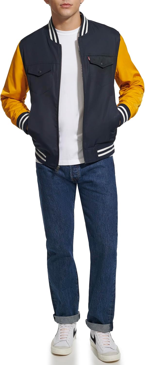 Мужская университетская куртка-бомбер Levi's Colorblock, Yellow Colorblock — фото 4