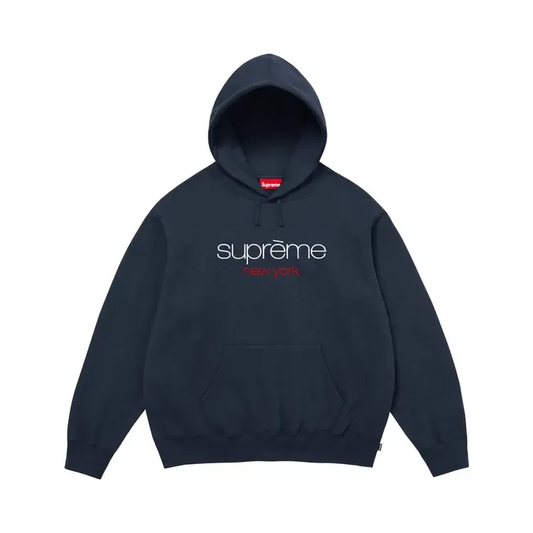 Толстовка Supreme Classic Logo Hooded Sweatshirt 'Navy'
