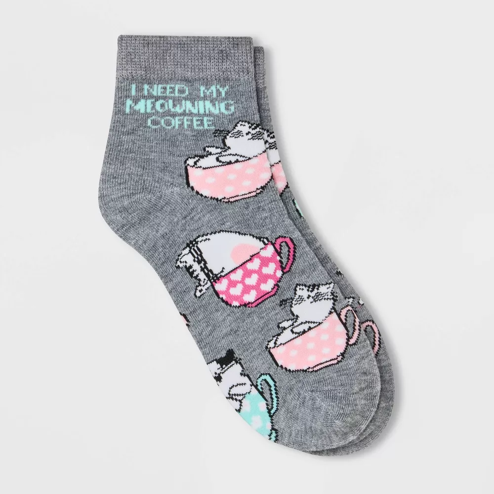 

Женские носки "Meowning Coffee" - угольно-серые