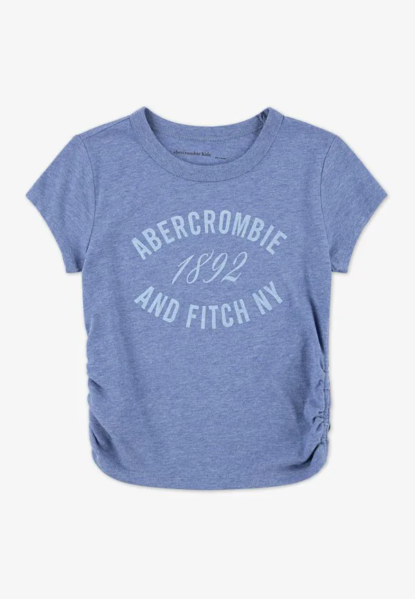 Футболка с присборенным принтом Abercrombie & Fitch, Colony Blue Heather — фото 4