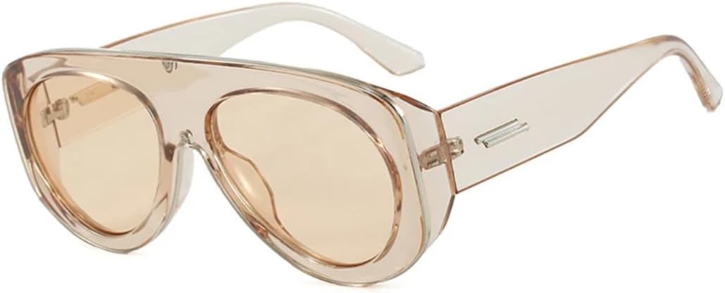 

Популярные модные солнцезащитные очки для женщин, конфетные оттенки, защита от УФ-излучения UV400, ретро-стиль, заклепки. Мужские модные очки большого размера TVTBBVV, Champagne