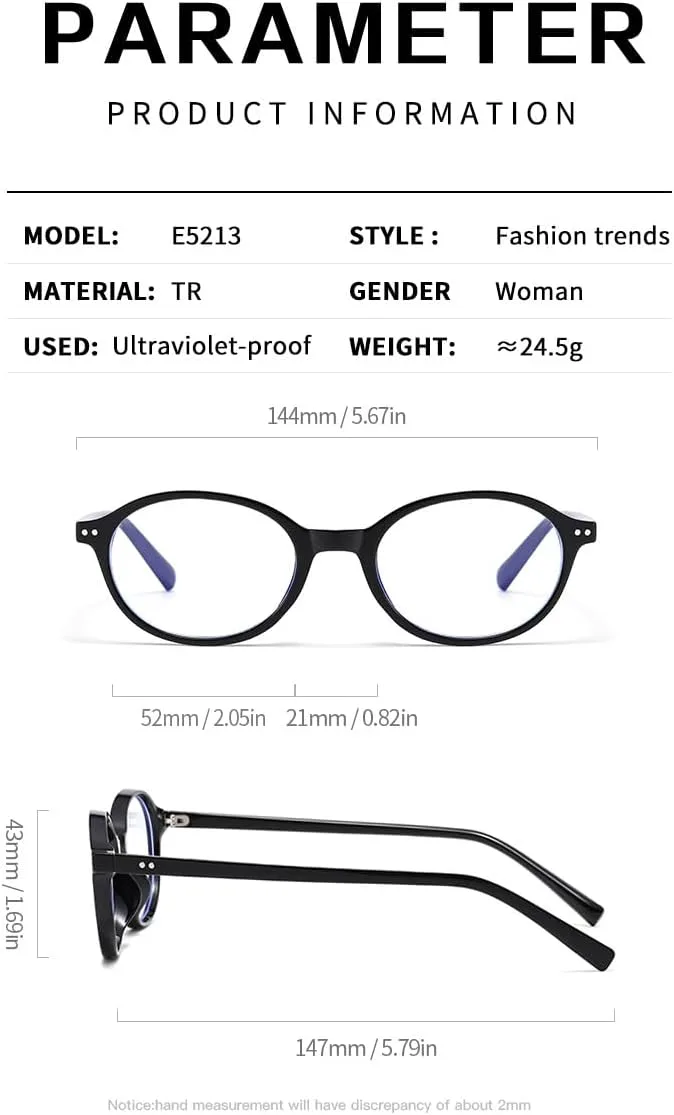 

Овальные пластиковые очки с защитой от синего света — модные очки для поездок на работу | модель с зажимом, подходящая для людей с близорукостью DHJKLUJO, 3