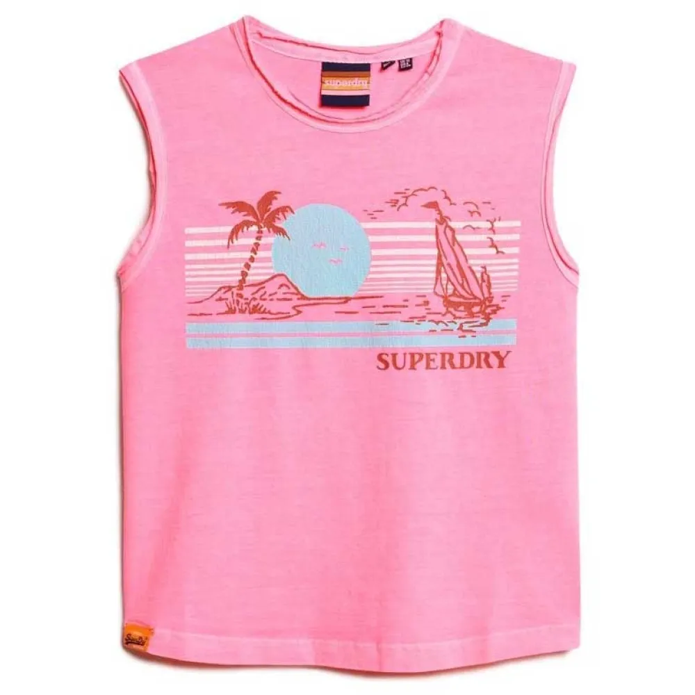 

Футболка без рукавов Superdry Outdoor Stripe Scoop, розовый