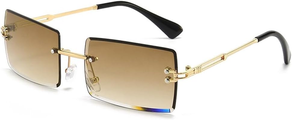 

Винтажные модные солнцезащитные очки без оправы, прямоугольной формы, с градиентным покрытием, защитой от УФ-излучения UV400, летние и дорожные солнцезащитные очки для женщин KTUCN, Brown