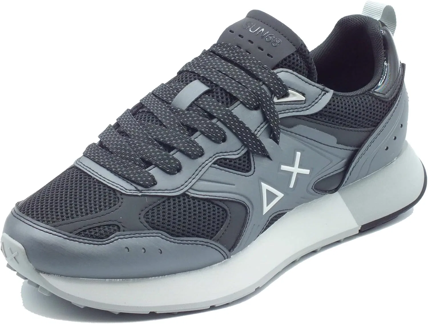 Мужские кроссовки SUN68 Z36119 Jaky Silver Mesh Black из искусственной кожи и черной ткани