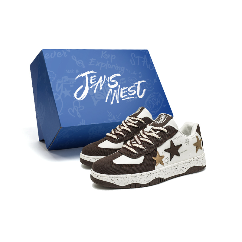 

JEANSWEST Скользоустойчивые, износостойкие, сбалансированные, легкие низкие скейтерские кроссовки унисекс бело-коричневые, цвет White Brown