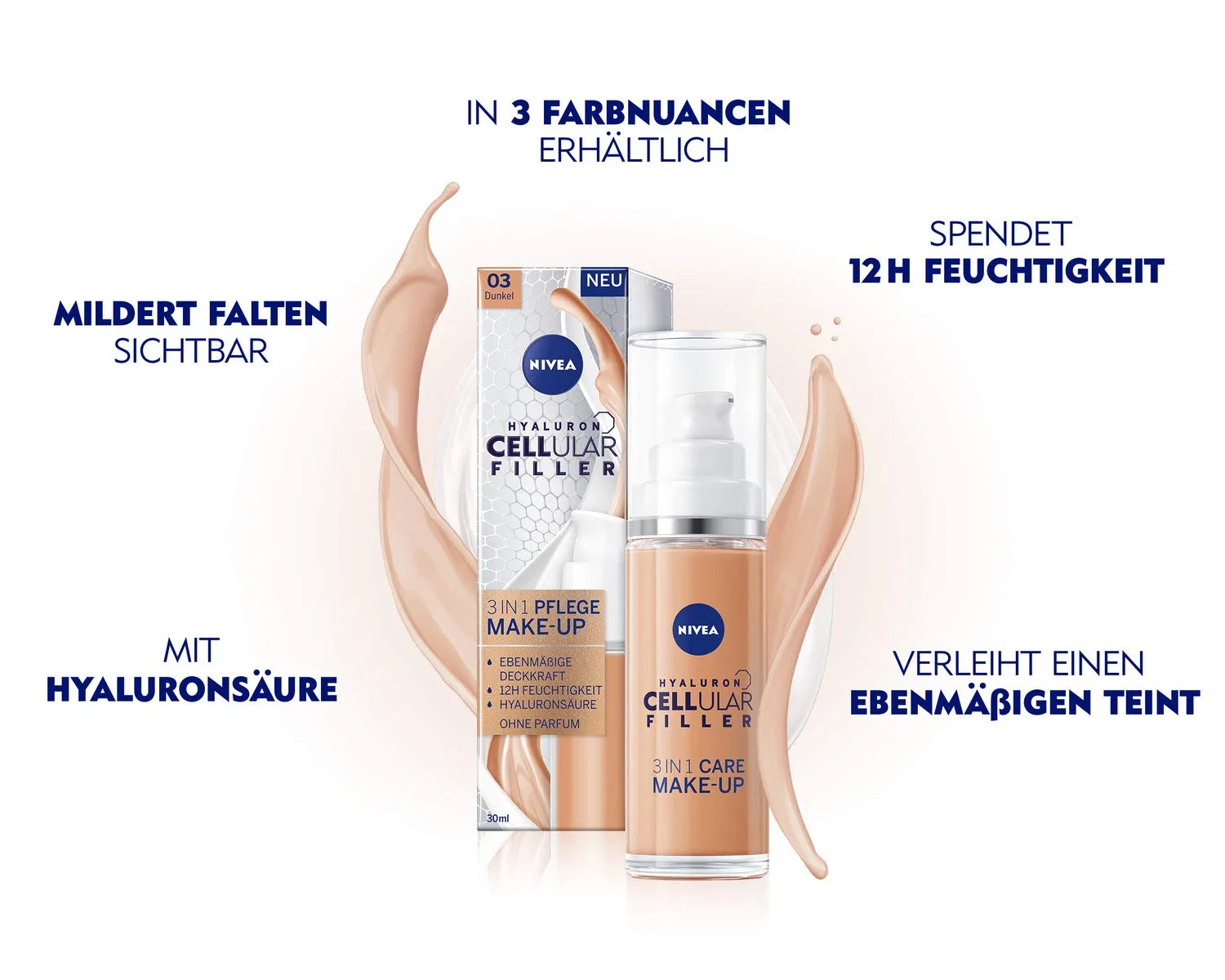 Тональный крем-уход 3-в-1 «Hyaluronic Cellular Filler» от Nivea Nivea, Dark — фото 2