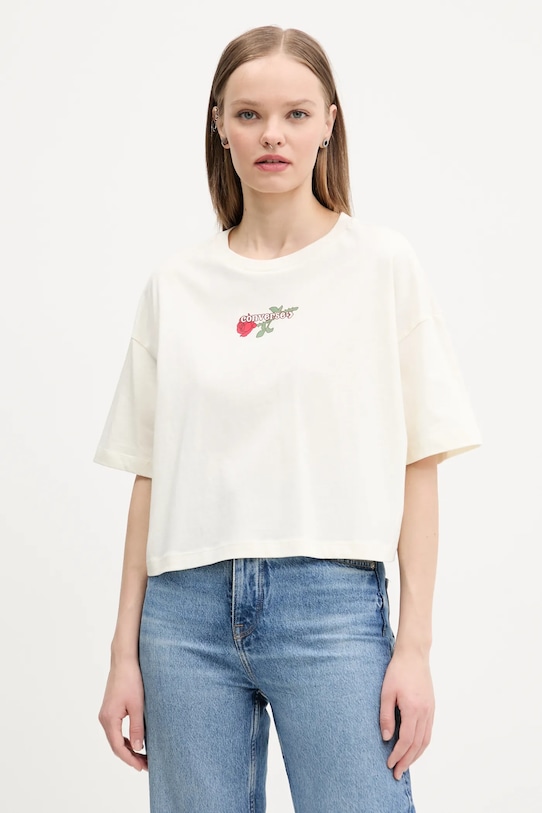 

Хлопковая футболка Converse, бежевый