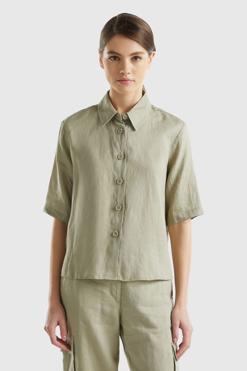 

Льняная рубашка Benetton, зеленый