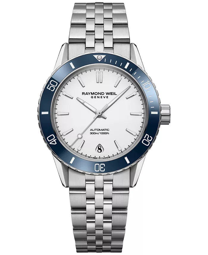 

Женские часы Freelancer Diver с белым циферблатом и браслетом, 36 мм Raymond Weil