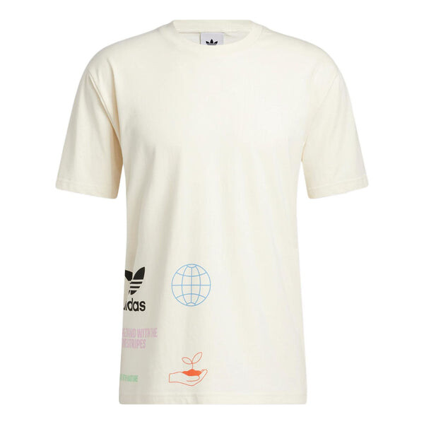

Футболка Adidas Made with Nature Multi Logo Tee 'Ivory White', мультиколор