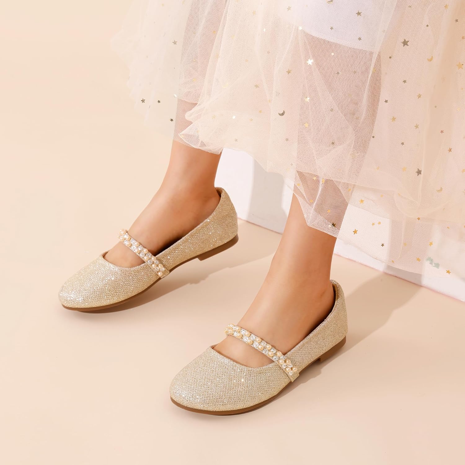 Туфли для девочек DREAM PAIRS Mary Jane Ballerina Flats для свадьбы, вечеринок (малыши/маленькие дети/старшие дети), золотой — фото 2