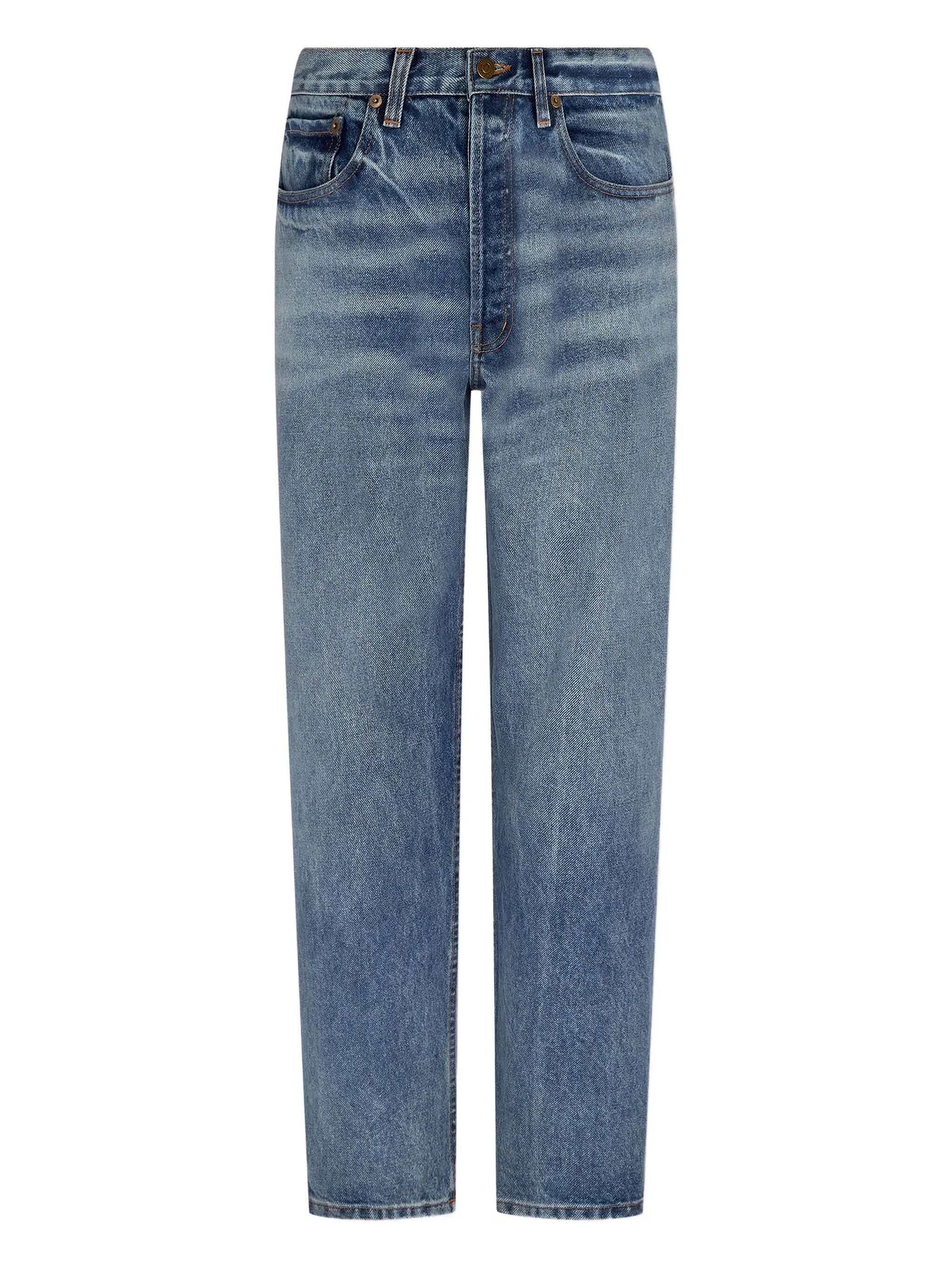 

Прямые джинсы с эффектом потертости Man On The Boon., синий