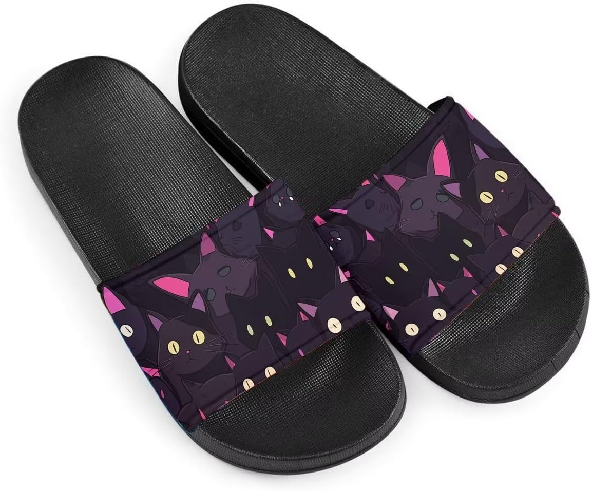 

Женские сандалии с принтом кошки, удобные тапочки, повседневные сандалии для дома, летние домашние тапочки, для улицы и дома, противоскользящие Getelinseng, фиолетовый