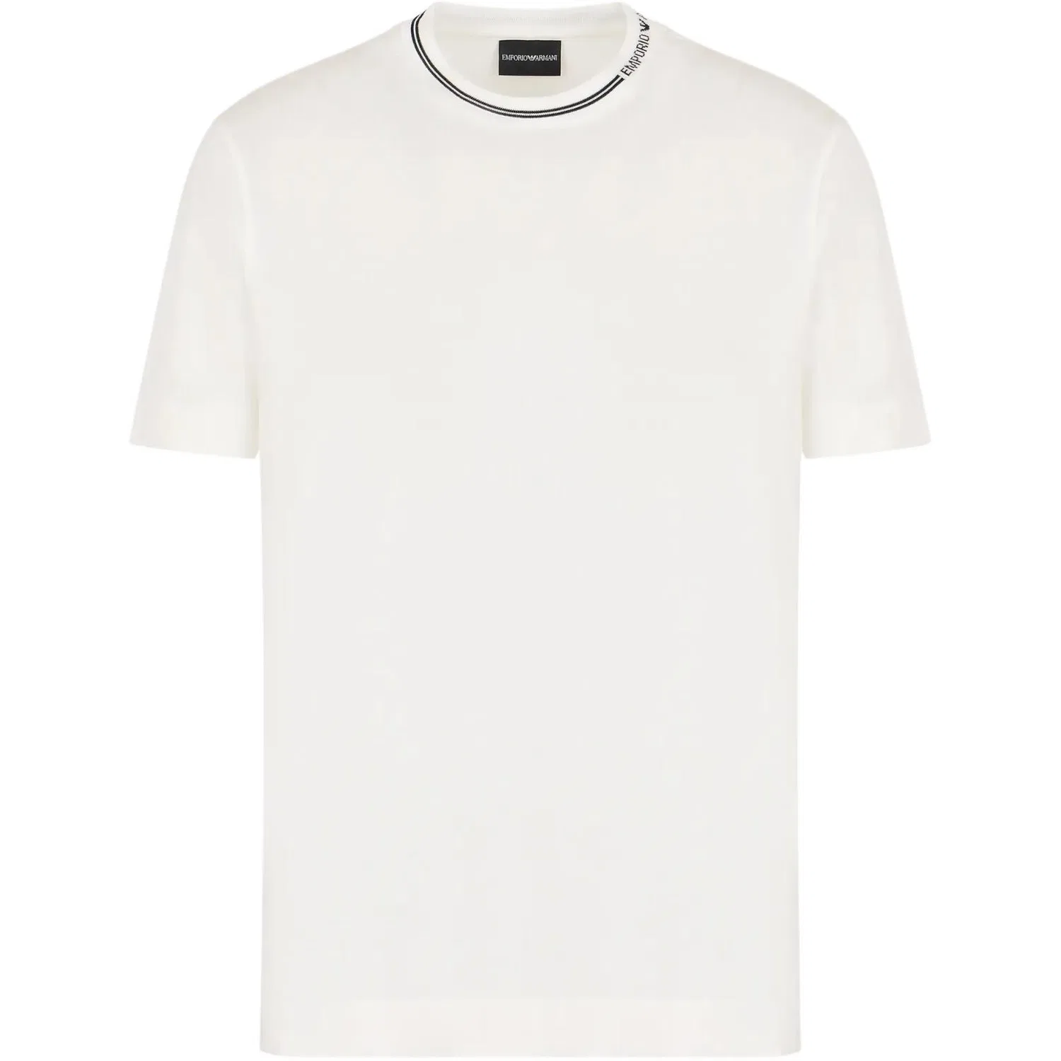 Футболка из смесового лиоцелла с логотипом на воротнике EMPORIO ARMANI, Warm White