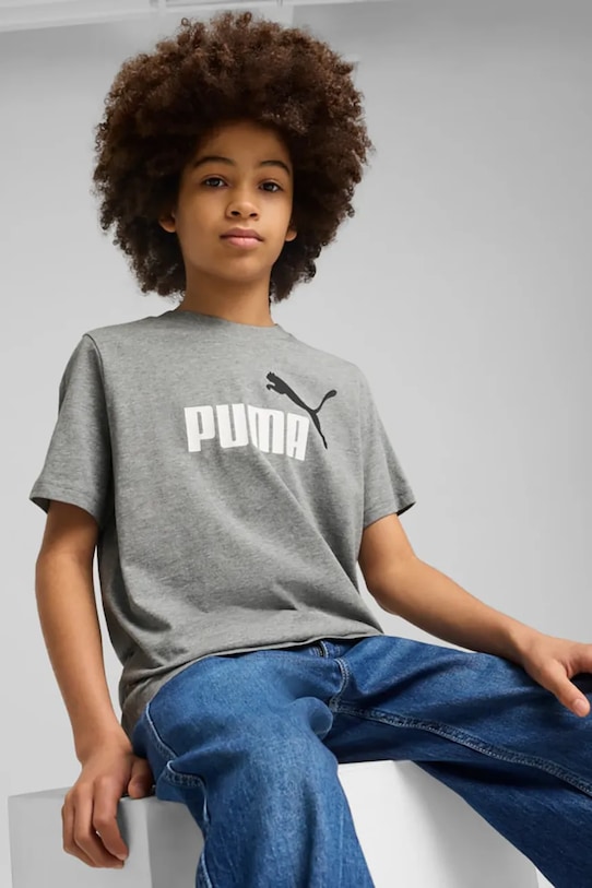 

Детская хлопковая футболка ESS 2 COLOR No.1 Logo Tee Puma, серый