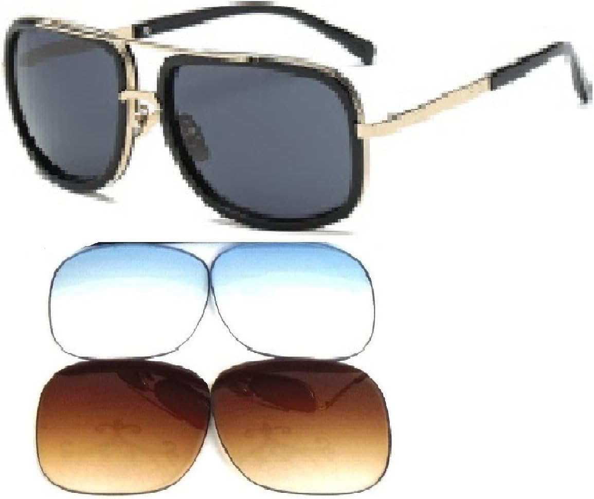 

Очки GALAXYLENSE Тони Старк Питер Паркер Эдит в стиле ретро-винтаж, квадратные, как у Железных людей, Человека-паука, солнцезащитные очки, 3 цвета линз, Gold Metal Frame With 3 Color Replacement Lenses