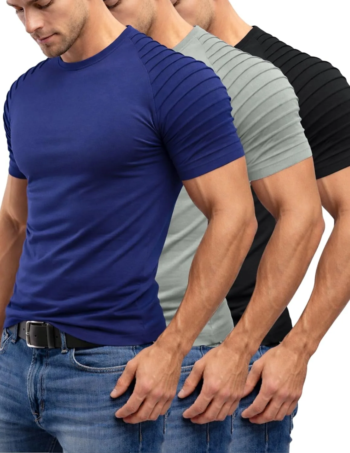 

3 футболки мужские Longline с плиссированными рукавами Liberty Imports