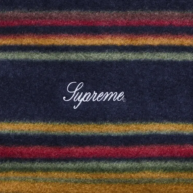 Флисовая куртка в полоску на молнии Supreme, синий — фото 3