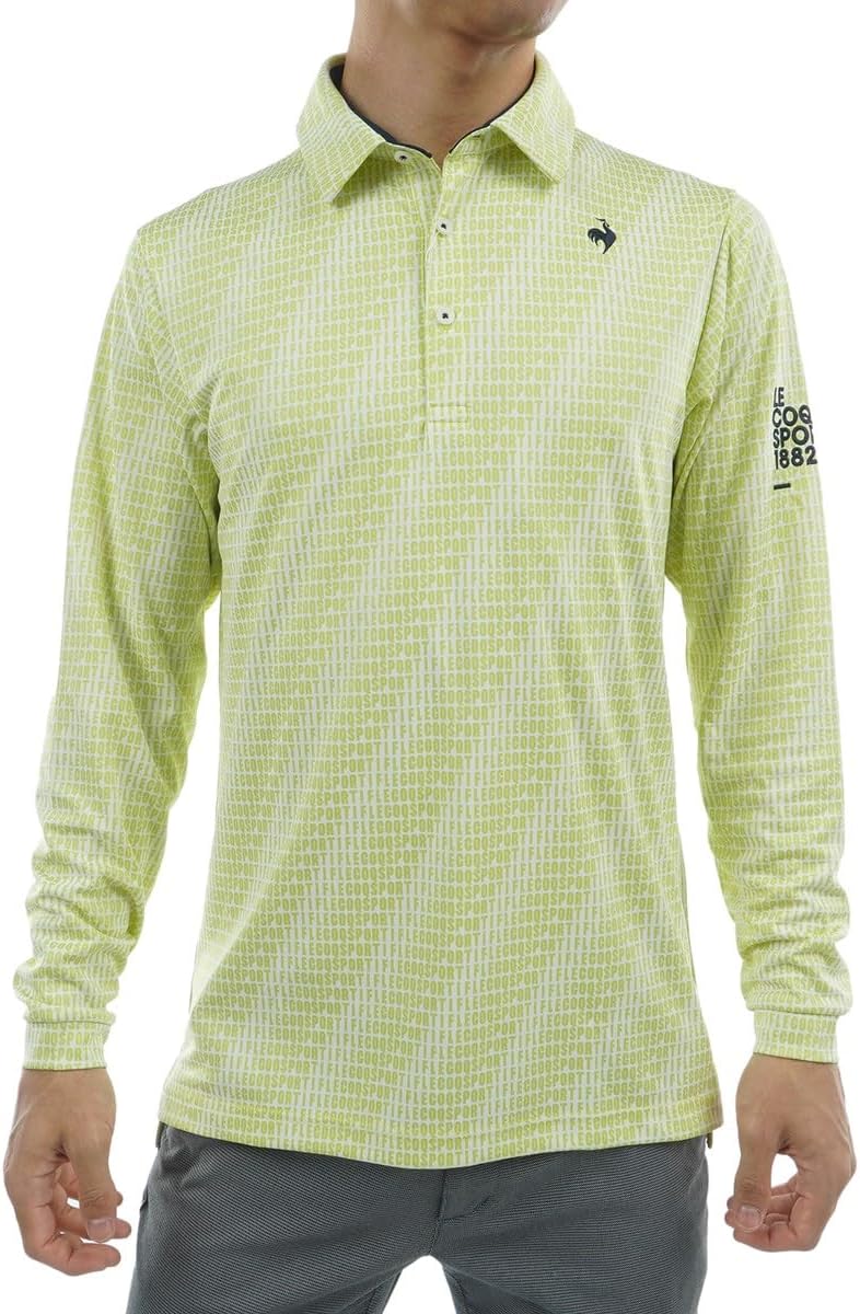 

Мужская рубашка поло Coq Sportif LG5FLS04M с длинным рукавом, воротником, в полоску, влагоотводящая, быстросохнущая, эластичная, для гольфа Le Coq Sportif, лайм