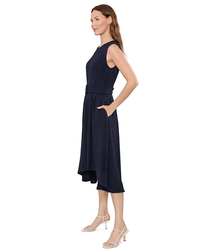 Платье A-силуэта Sleeveless Belted High Low Calvin Klein, Indigo — фото 2