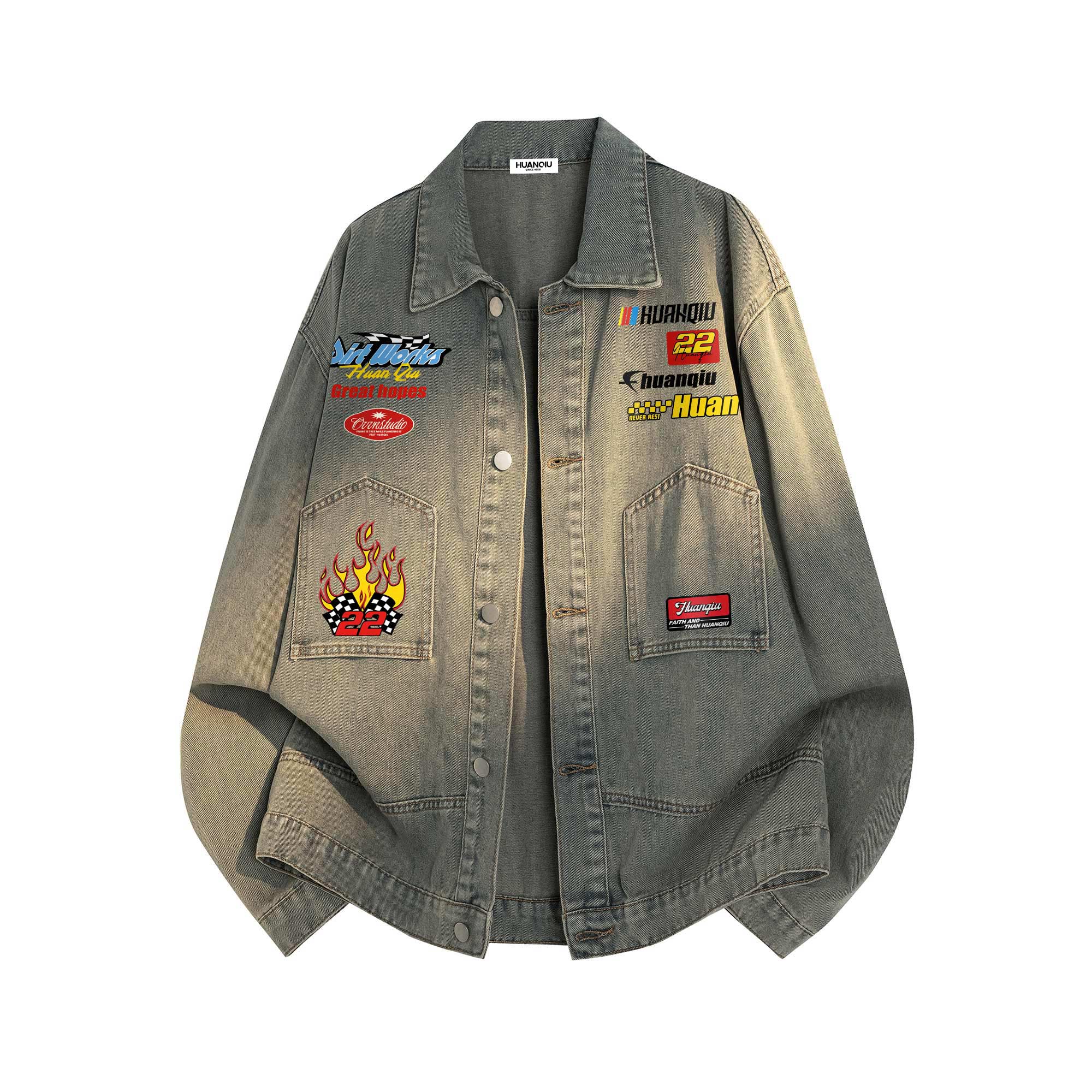 

Куртка Unisex Lapel Moderate Others HUANQIU, vintage синий