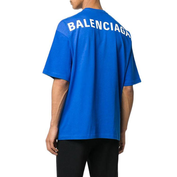 Футболка back print logo cotton t-shirt 'blue' Balenciaga, синий — фото 4