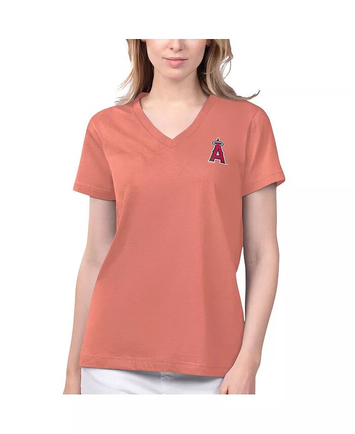

Женская футболка Coral Los Angeles Angels Game Time с V-образным вырезом Margaritaville