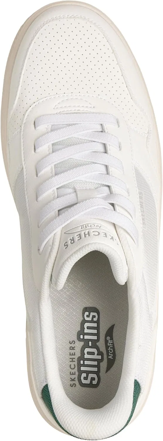 Мужские удобные кроссовки Skechers Arch Fit Court Break, White Duraleather Mesh — фото 3
