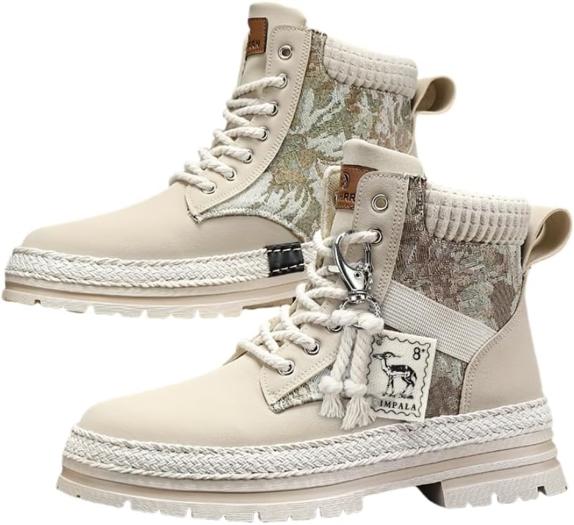 

Модные высокие мужские ботинки Hhhchpm из искусственной кожи с шнуровкой для походов и активного отдыха, бежевый