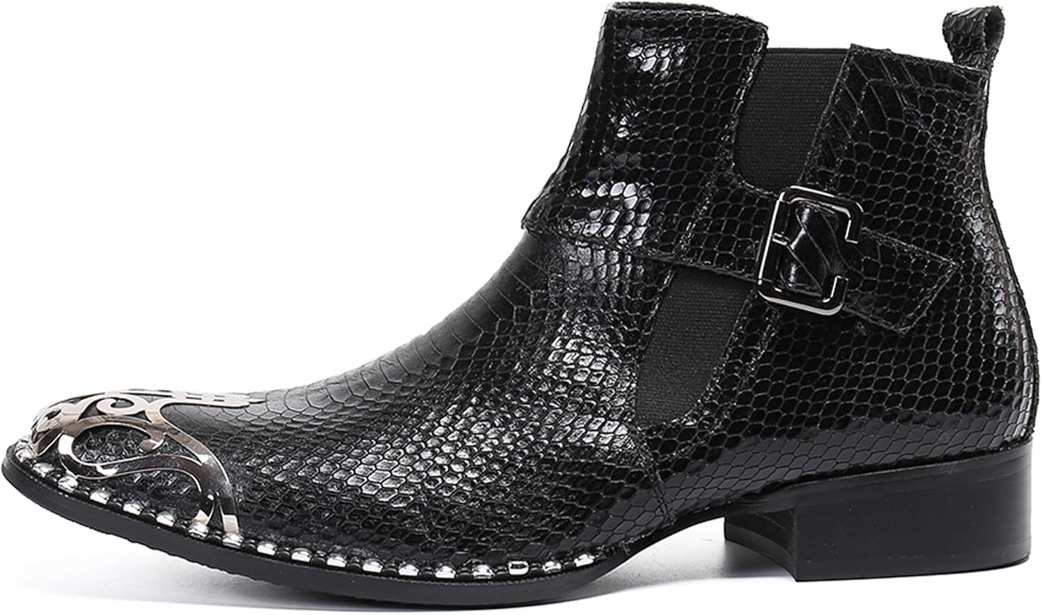 Мужские сапоги Santimon Mens Western Chelsea из кожи с металлическим носком и молнией, черный — фото 2