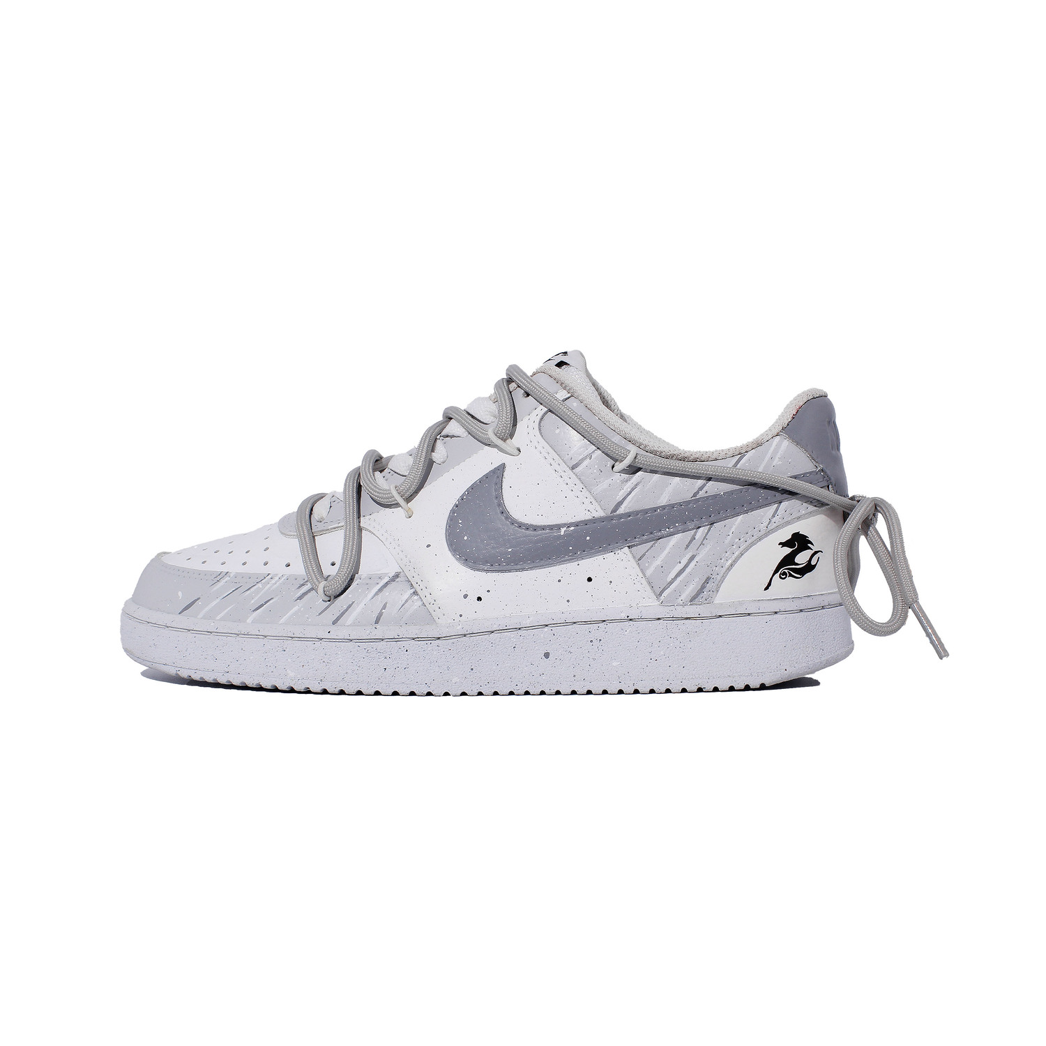 Nike Кроссовки для скейтбординга low top Court Vision 1 Silver Frost Swift Shadow, устойчивые к истиранию, unisex, бело-серые — фото 3