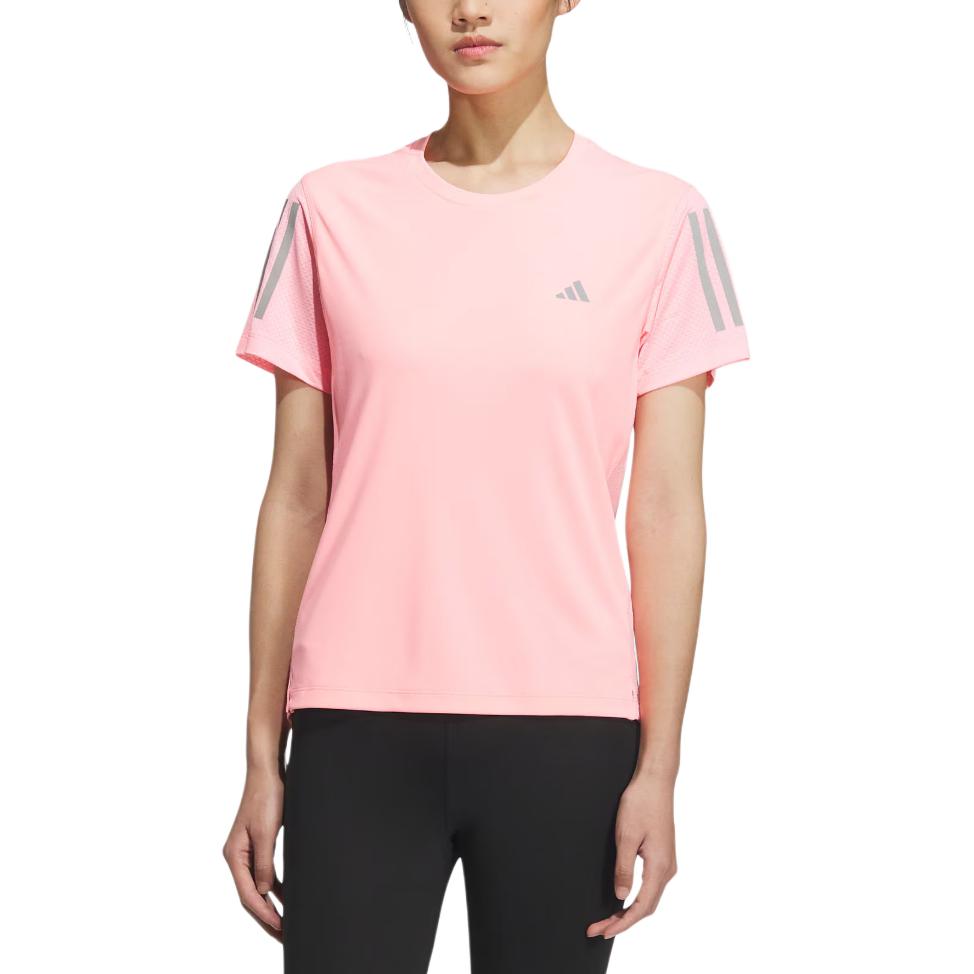 Adidas Футболка для бега Own The Run ClimaCool женская Neon Pink/Dark Silver Gray — фото 4