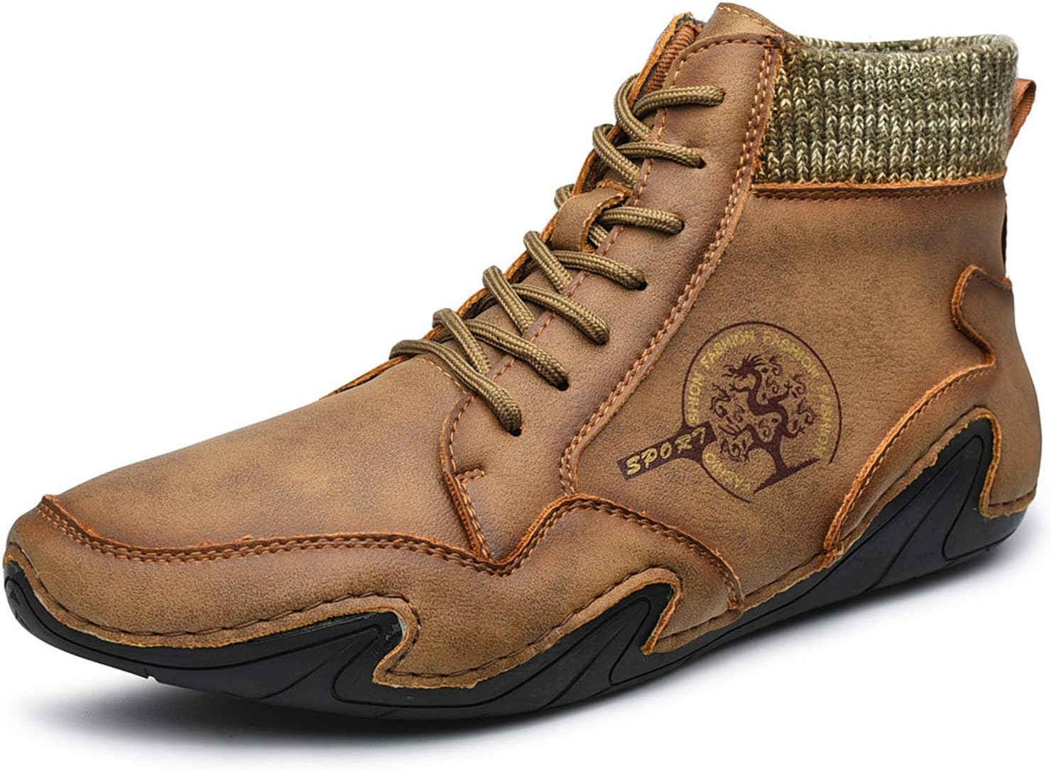 

Мужские повседневные ботинки ChicLovey, ручная отделка, шнуровка, кожаные лоферы с меховой подкладкой, обувь для прогулок, хаки