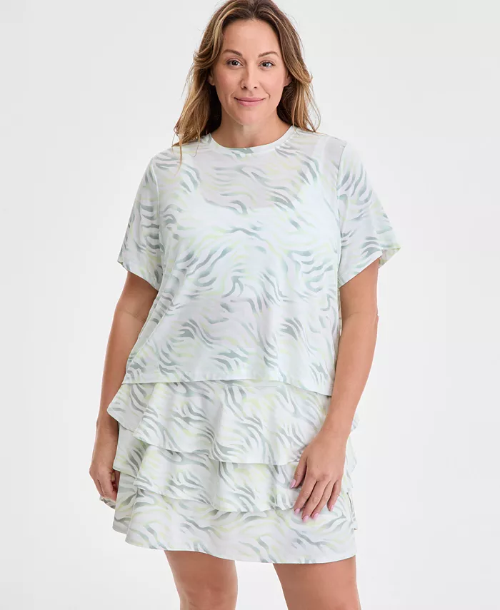 

Футболка большого размера с принтом «жидкая зебра» свободного кроя ID Ideology, серый