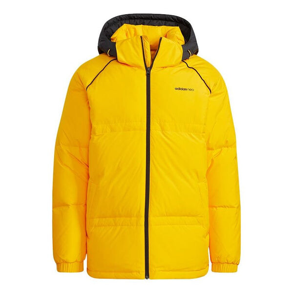 

Пуховик adidas neo M Cb Down Casual Stay Warm Sports hooded down Jacket Yellow, желтый