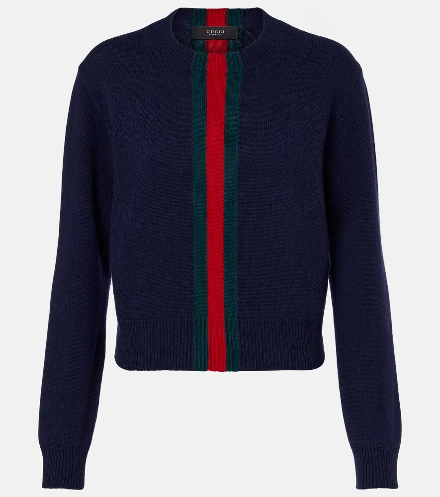 Свитер Gucci Web Stripe, шерстяной, синий
