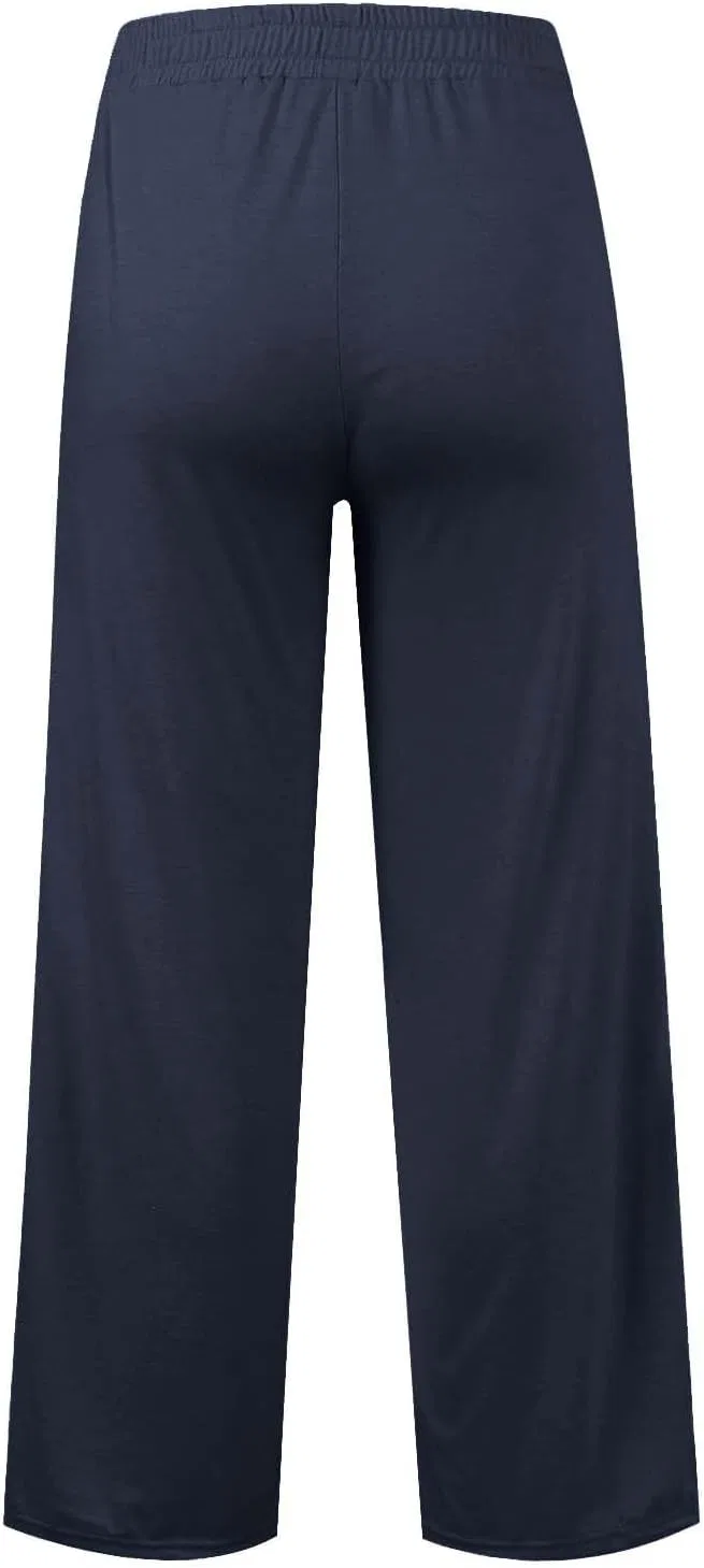 Женские широкие спортивные брюки, Oversized, на завязке, 4-Dark Blue — фото 3
