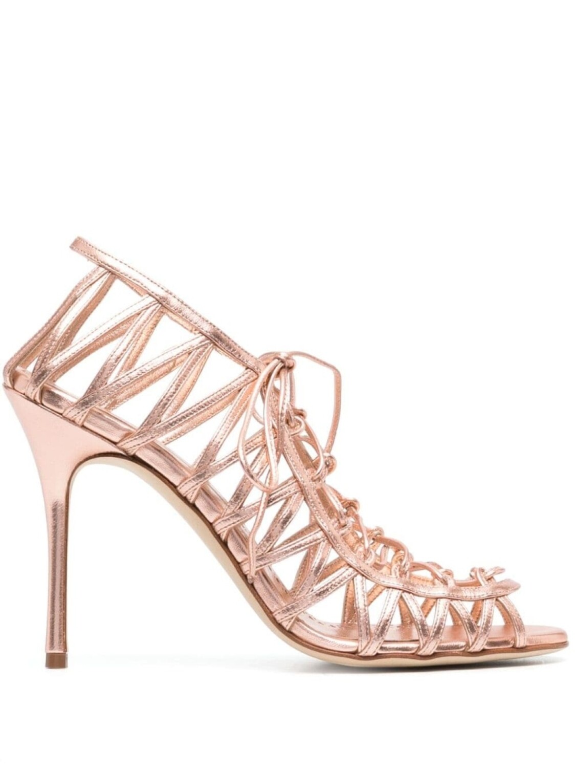 Manolo Blahnik босоножки с эффектом металлик, металлик
