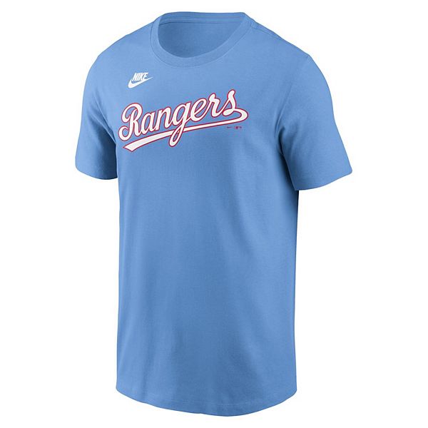 Мужская футболка Texas Rangers Cooperstown Wordmark светло-голубого цвета Nike — фото 3