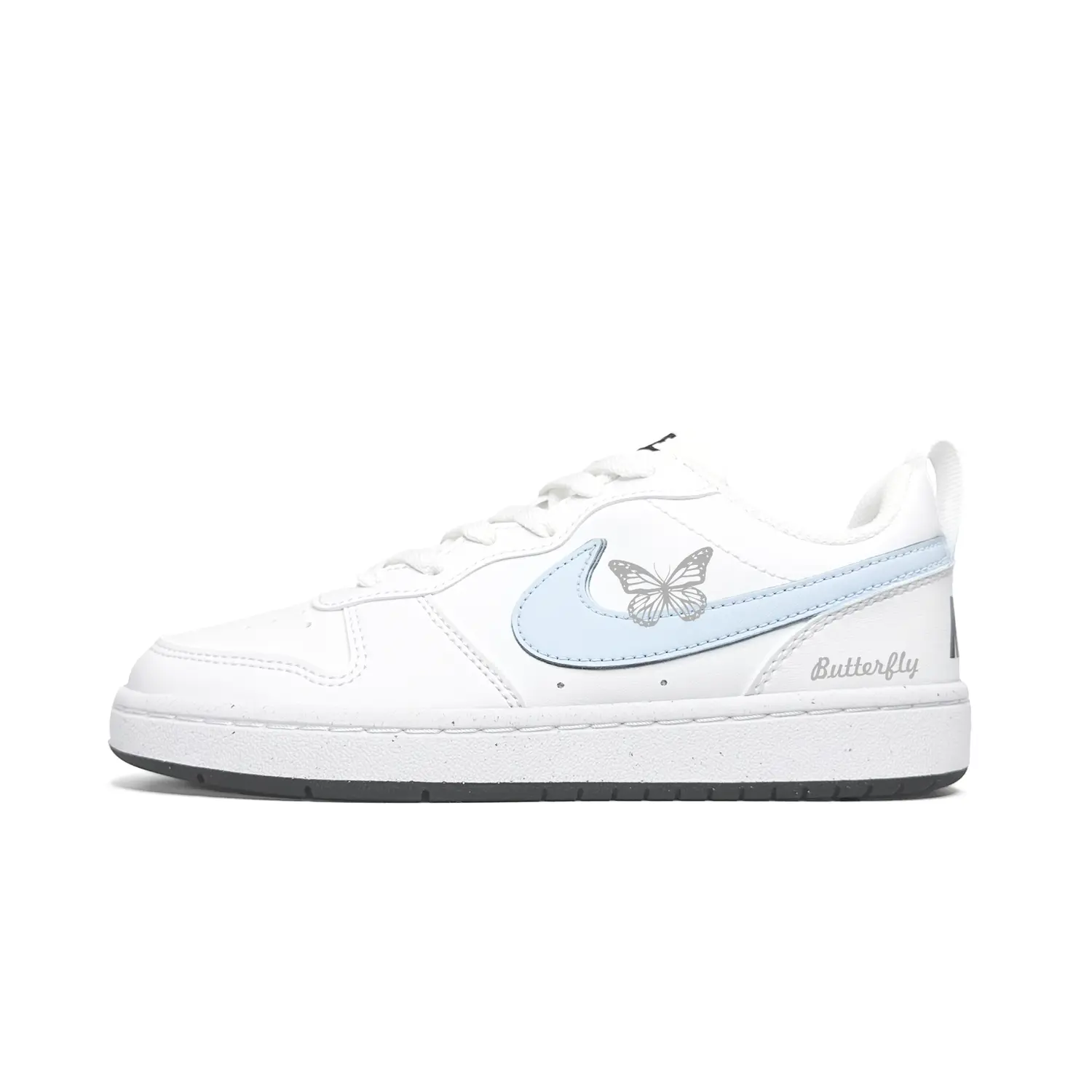 

Nike Court Borough Blue Gray Butterfly устойчивые к истиранию низкие детские скейтбординговые туфли Blue для подростков