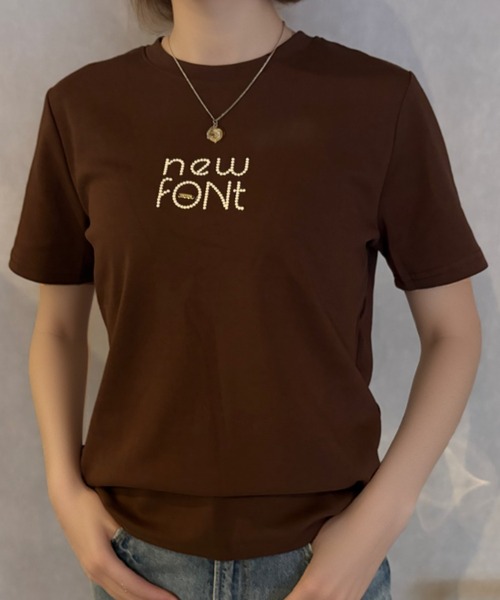 

Футболка с вышивкой и нашивкой Girly Doll, коричневая