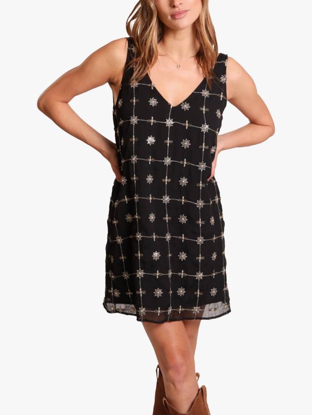 

Кабаре камея вышитый безрукавный V-образный вырез мини-платье Traffic People