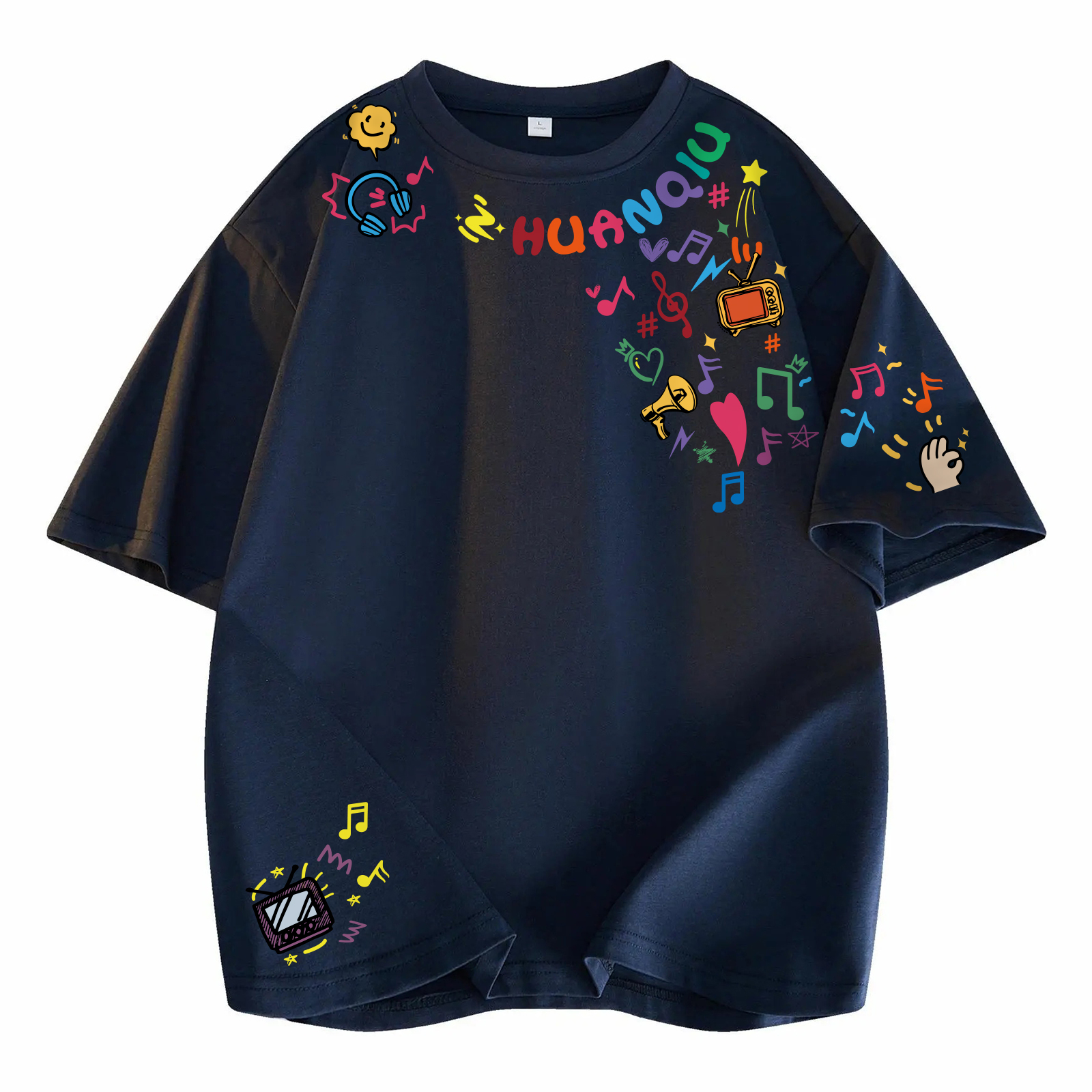 

Футболка Unisex Crew Neck Moderate Heavyweight HUANQIU, темно-синий