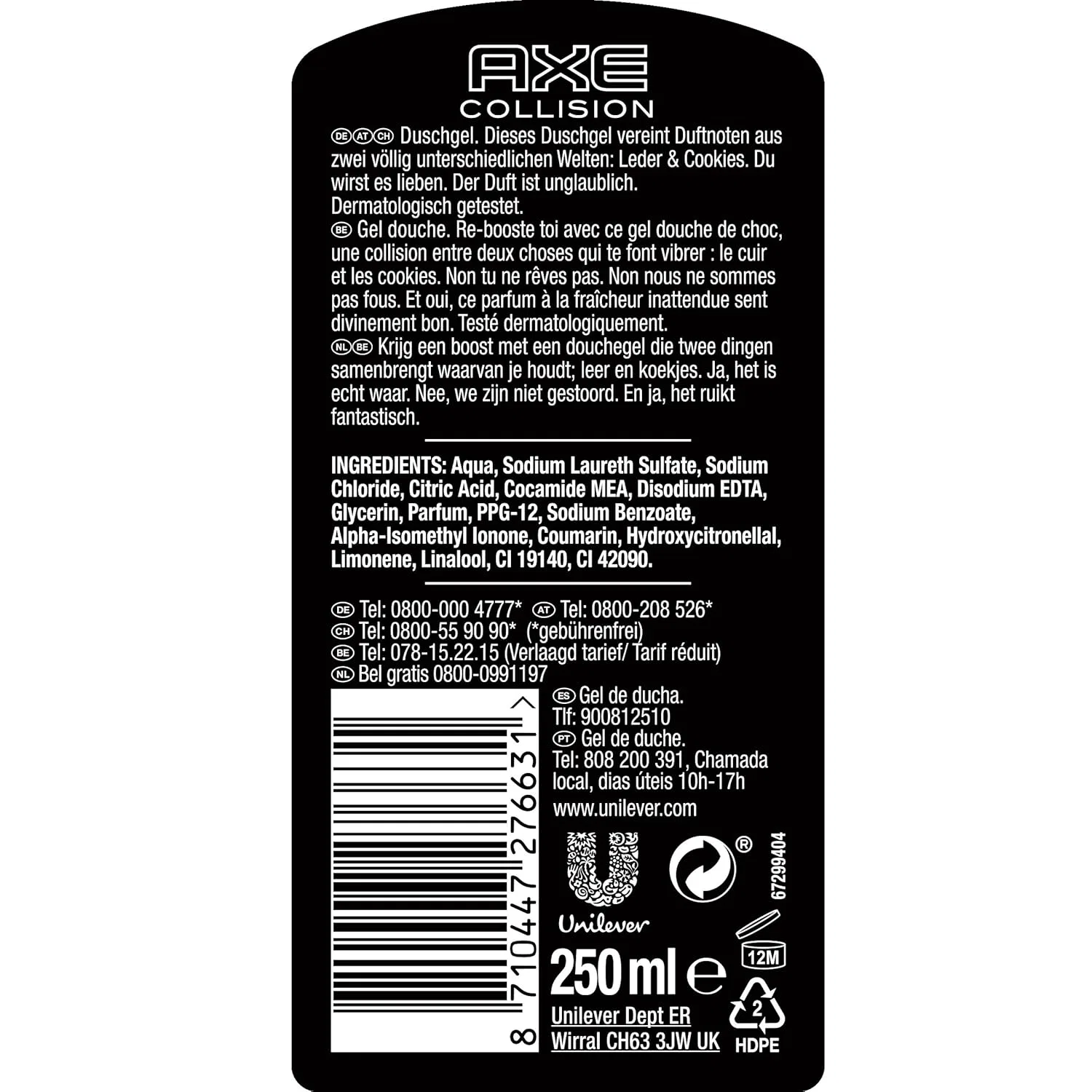 Гель для душа «Collision Leather & Cookies» от Axe, 250 мл Axe — фото 3