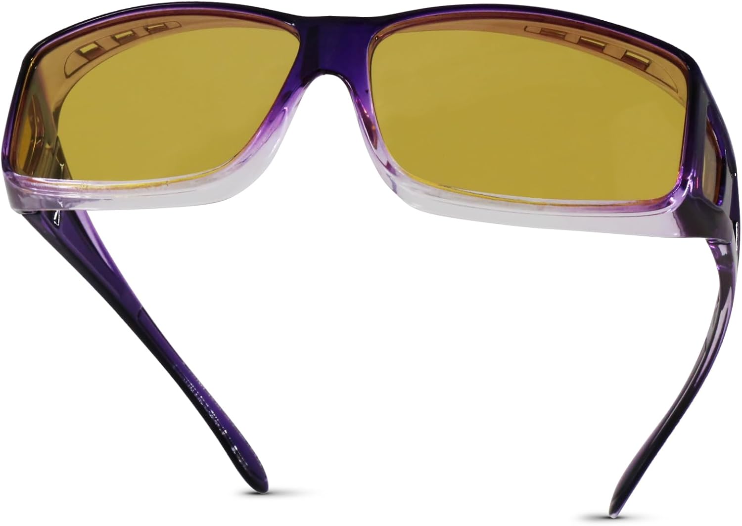 

Очки для вождения в ночное время для мужчин и женщин, надеваются поверх солнцезащитных очков, поляризованные, с защитой от бликов, HD-очки ночного видения FIONOFY, F02 Transparent Purple Frame/ Yellow Night Vision Lens