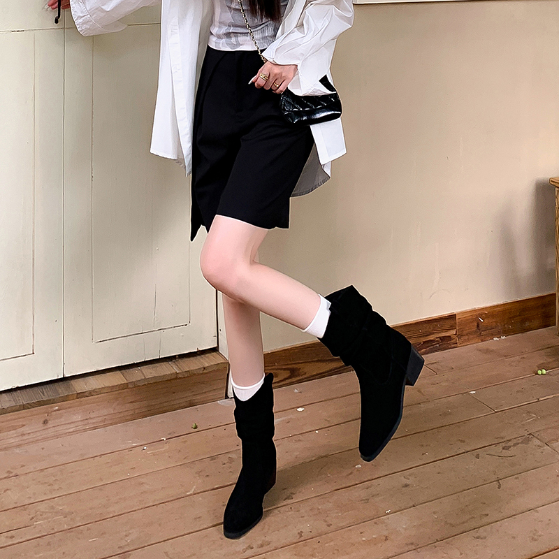 Echo&yolo Черные женские ботинки на шнуровке с подкладкой из флиса, цвет Black Fleece-Lined — фото 3
