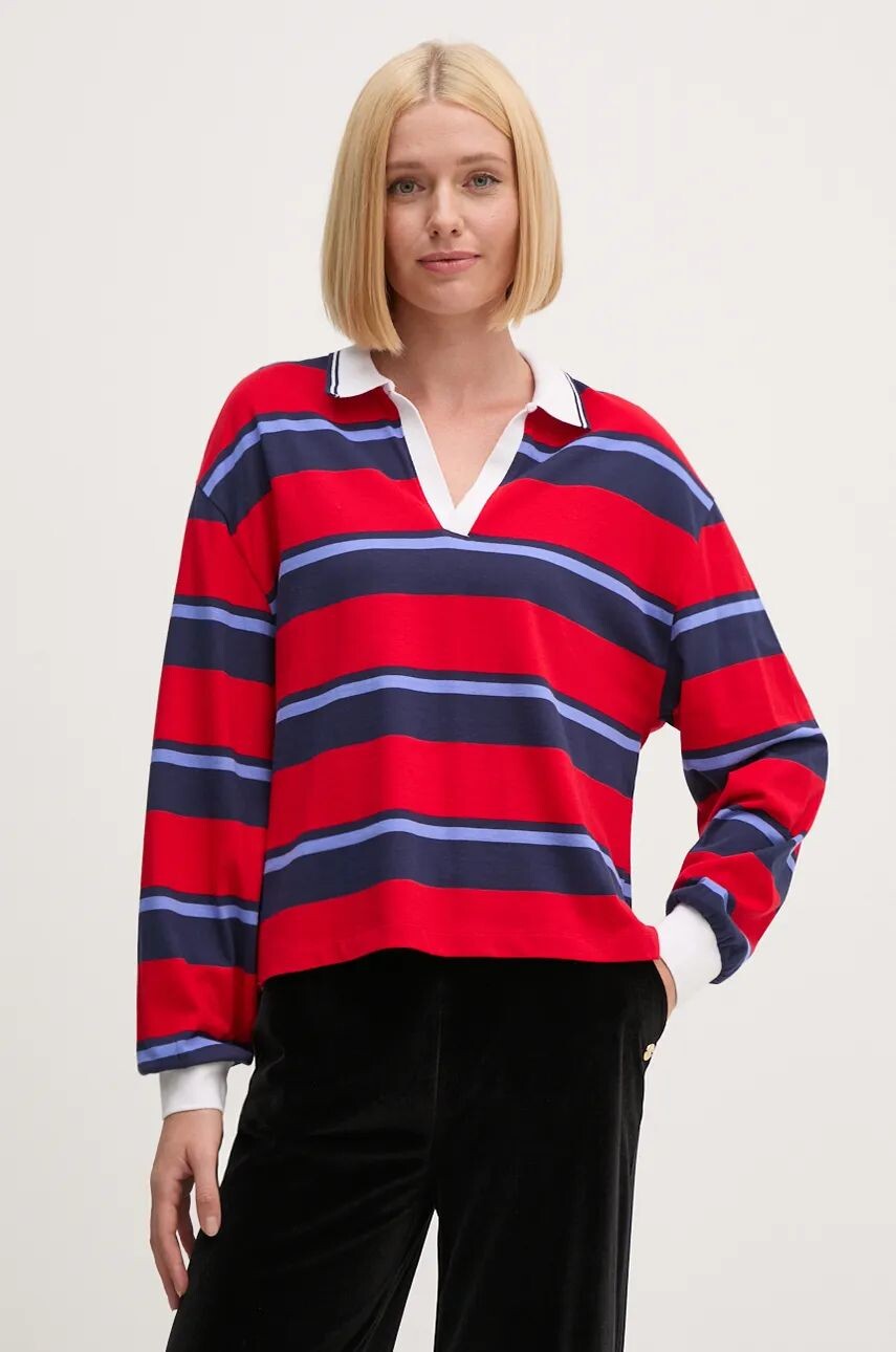 

Хлопковый топ с длинными рукавами United Colors of Benetton, красный