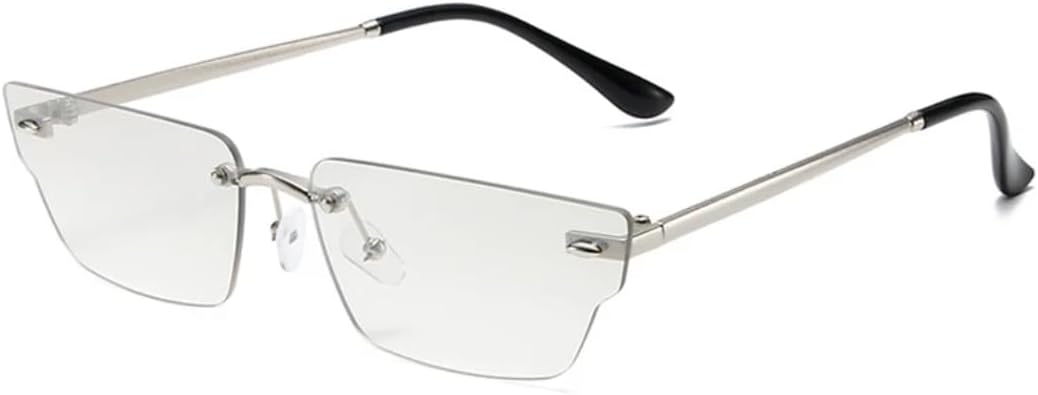 

Ретро-солнцезащитные очки неправильной формы, маленькие прямоугольные, женские, без оправы, с прозрачными линзами с градиентом цвета "океан", защита от УФ-излучения UV400. Мужские UUPTTPL, Silver Light Gray