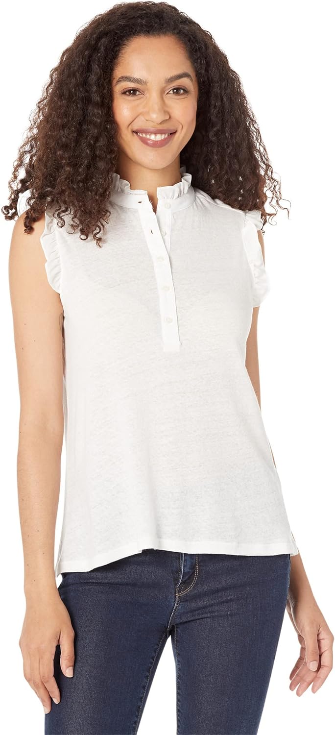 

Женский спортивный топ без рукавов с оборками Tommy Hilfiger Henley, Ivory